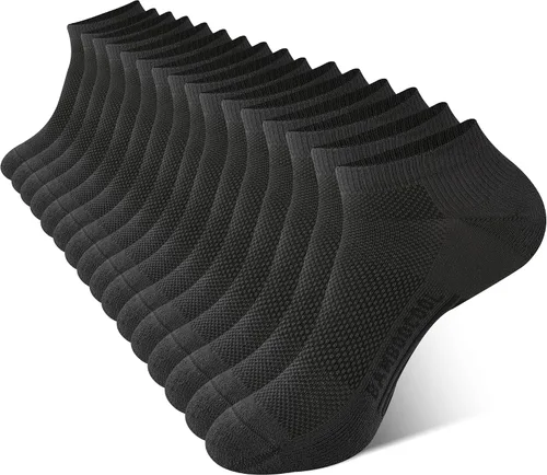 Vista 50 de BAMBOO COOL Calcetines atléticos de tobillo para hombre con acolchado y absorción de humedad, calcetines de malla para correr de corte bajo