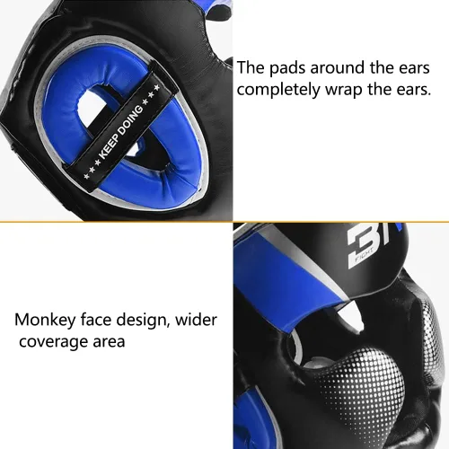 Vista 2 de Casco para boxeo MMA Training Kickboxing, equipo de cabeza para Muay Thai, Sparring, Taekwondo, Artes Marciales, Grappling, Karate