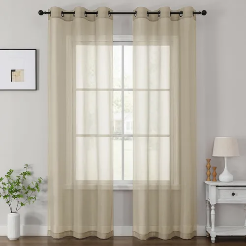 Vista 56 de OWENIE Cenefa transparente con ojales negros para ventanas, 2 paneles de 52