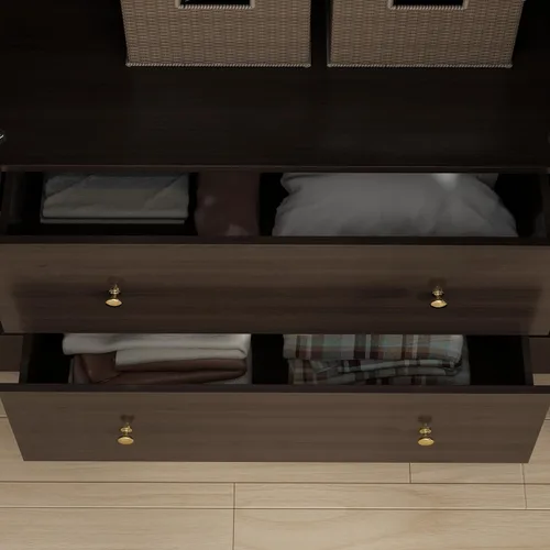 Vista 7 de AGOTENI Armario grande para dormitorio con 1 espejo y 2 cajones, armario de 70.9 pulgadas de alto con puertas y estantes, barra para colgar