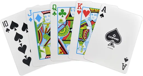 Vista 5 de Copag Juego de cartas de juego 100% de plástico, tamaño de póquer (estándar) índice regular rojo/azul de doble cubierta