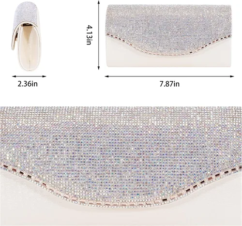 Vista 2 de Naimo Bling Shiny Rhinestone Wedding Evening Party Clutch Handbag Purse