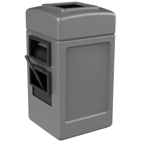 Vista 2 de Contenedor de basura negro de 28 galones con dispensador de toallas, escobilla de goma y estación de lavado de parabrisas, cubo de basura, papelera