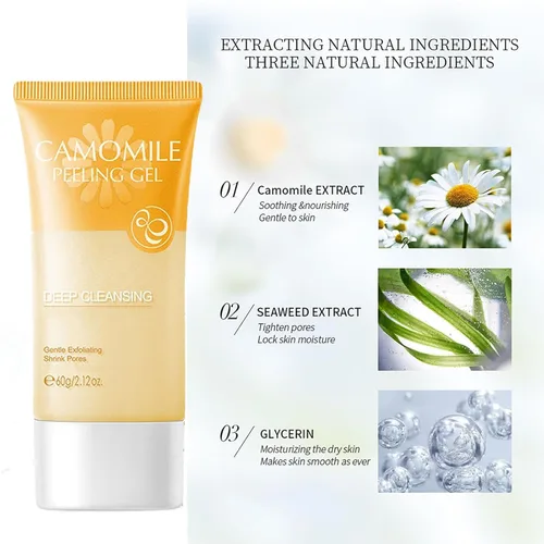 Vista 4 de Gel exfoliante de manzanilla de limpieza profunda de poros encogimiento de poros exfoliación suave apretar, hidratar, hidratar, reparar, suavizar