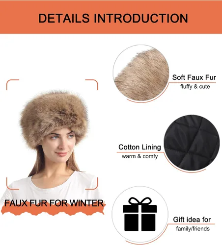 Vista 2 de Soul Young - Gorro de invierno de piel sintética para mujer, estilo ruso, cossak