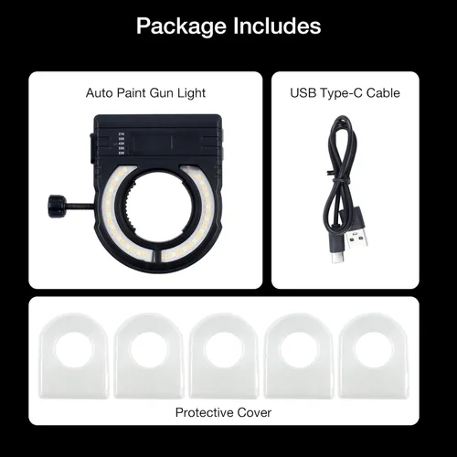 Vista 8 de YUZES Luz de pistola de pintura con cargador, 2700K-6500K y 500/250 lúmenes luz LED para pistolas de pintura, accesorio de luz para pistola