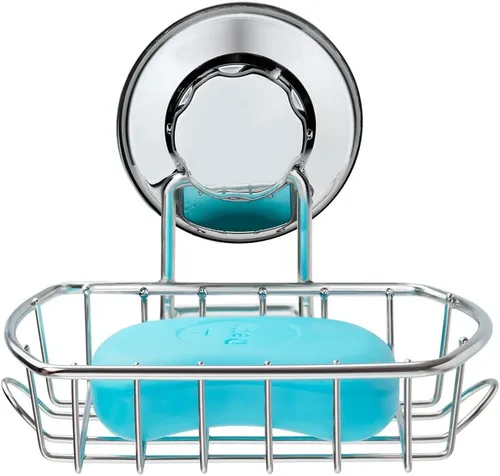 Vista 7 de SANNO Carrito de ducha con ventosas con soporte para jabón, cesta de ducha de acero inoxidable inoxidable montado en la pared