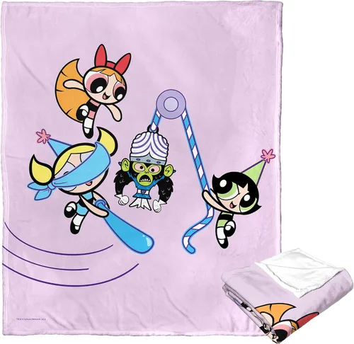 Vista 2 de Northwest Powerpuff - Manta de seda táctil para niñas, 50 x 60 pulgadas, Birthday Bash The Baddie
