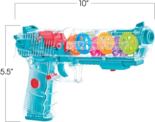 Vista 3 de ArtCreativity Pistola de juguete iluminada para niños, pistola espacial de acción con luces, sonidos y engranajes móviles, baterías incluidas