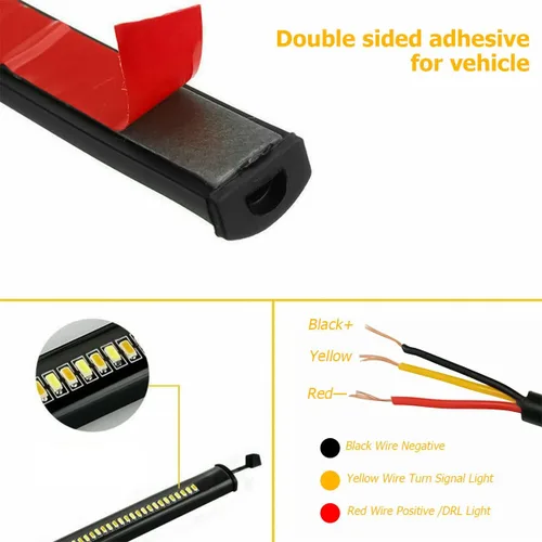 Vista 3 de zipelo 2 luces LED de señal de giro para motocicleta, intermitentes flexibles de doble color blanco y ámbar para horquilla con función switchback