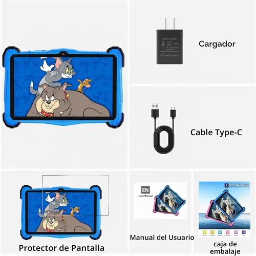 Vista 7 de Fivahiva Tableta para niños Android 15 de 7 pulgadas, tableta para niños de 3 a 7, 10 GB de RAM 64 GB de ROM, WiFi, pantalla IPS, control parental