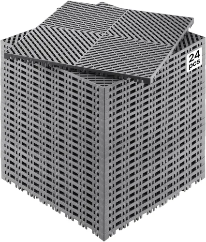 Vista 22 de VEVOR Tapete de Drenaje Entrelazado, Cojín Modular Entrelazado de 12" x 12", 12 Piezas de Tapetes de Drenaje de Empalme, Baldosa de Piso de Drenaje