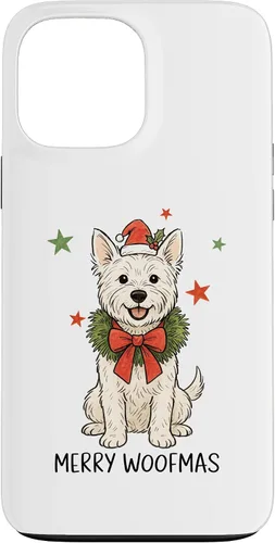 Vista 23 de Merry Woofmas White Terrier Dog Santa Hat Christmas Cute Dog Case for iPhone 15