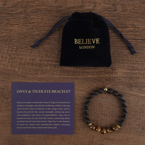 Vista 2 de Believe London - Brazalete de gemas semipreciosas para curar los chacras para hombres y mujeres cristal contra la ansiedad piedra natural