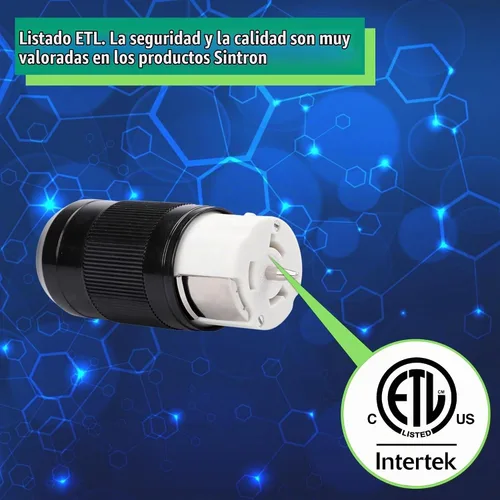 Vista 5 de Conector de Generador Sintron 50 Amp NEMA SS2-50R, Conector Marino de Orilla de 4 Clavos de Hoja Recta para EE. UU./Canadá, Puesta a Tierra de 3