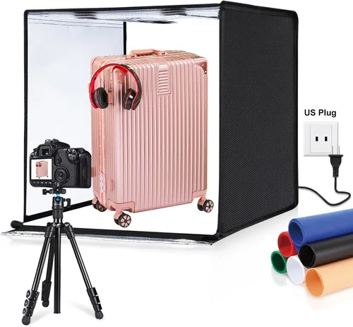 Vista 10 de PULUZ - Caja de estudio fotográfico, mini caja de luz plegable, anillo de luz LED, portátil, estudio fotográfico, fotografía, tienda de campaña, kit