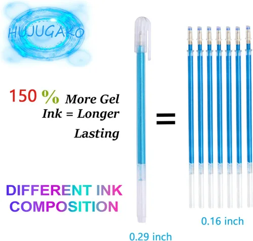 Vista 3 de Bolígrafos de gel azules, bolígrafos de punta fina pastel de cristal metálico con purpurina con un 150% más de tinta para escribir suavemente