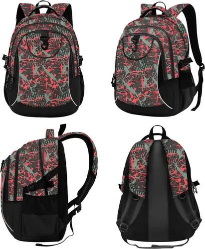 Vista 4 de Mochila escolar estilo Rickyh, mochila de viaje para hombres y mujeres, mochila ligera con compartimento para portátil, Tamaño único