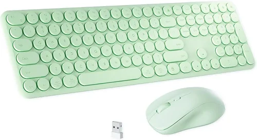 Vista 9 de Combo de teclado y mouse inalámbricos con 110 teclas redondas, interruptor de encendido y sensación de escritura con interruptor de tijera, ideal