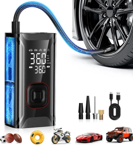 Vista 9 de Inflador de Neumáticos Compresor de Aire Portátil, Mini Bomba de Aire para Neumáticos de Coche, Bomba de Neumáticos de Bicicleta Eléctrica