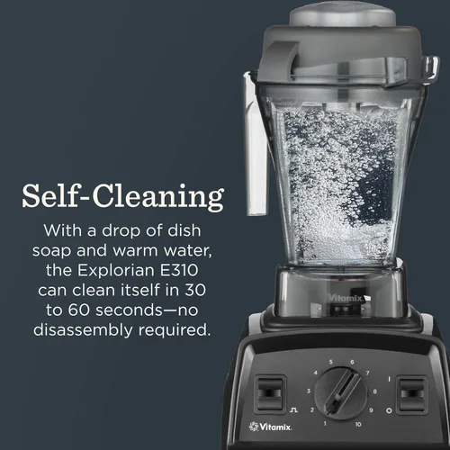 Vista 6 de Vitamix Licuadora E310 Explorian, grado profesional, autolimpiante, contenedor de 48 onzas, negro