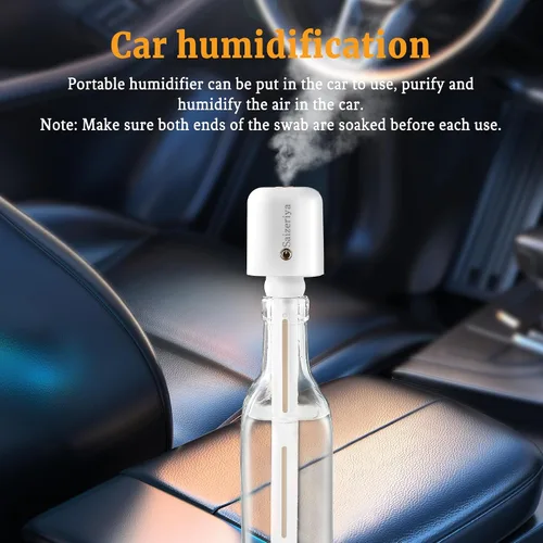 Vista 6 de Mini humidificador portátil, humidificador de viaje, pequeños humidificadores personales USB con contenedor ultra silencioso, opcional