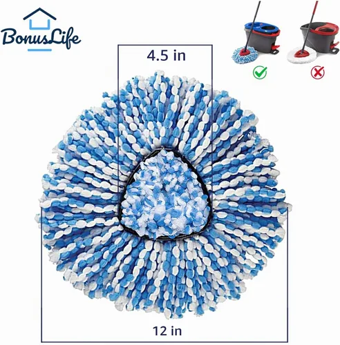 Vista 3 de Recambios de cabezales de trapeador de 2 tanques para O-Ceda RinseClean Dual System, repuestos de microfibra, cabezal de repalce de fregona de fácil
