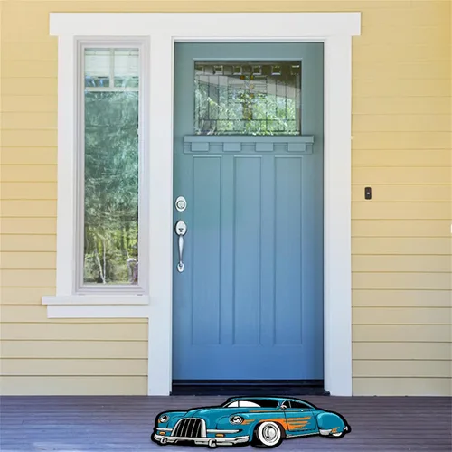Vista 3 de Tapete personalizado para puerta con forma de automóvil, tapete de franela con foto personalizada, tapete de bienvenida para automóvil, divertido