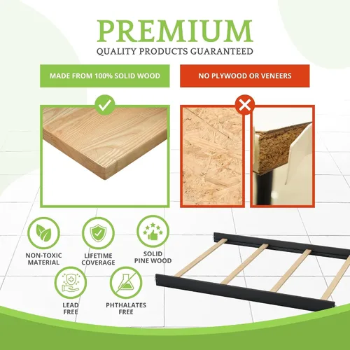 Vista 6 de Kit de conversión de tamaño completo, rieles de cama para cunas convertibles Dolce Babi, riel de madera maciza, riel de cama para niños y adultos