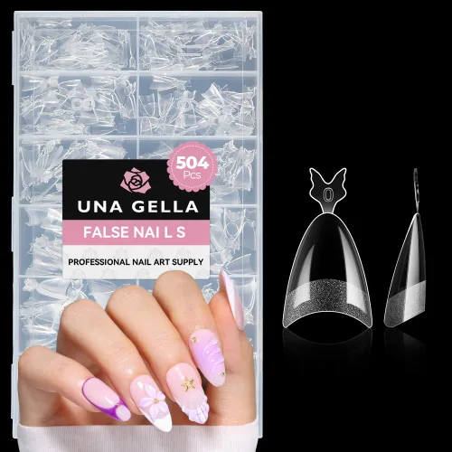 Vista 10 de UNA GELLA Puntas de uñas de gel de almendra cortas: 504 puntas de uñas