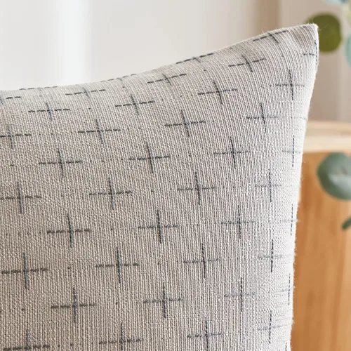 Vista 90 de MIULEE - Juego de 2 fundas de almohada decorativas de lino de arpillera navideñas, modernas, estilo campestre, rústicas, tejidas, con textura