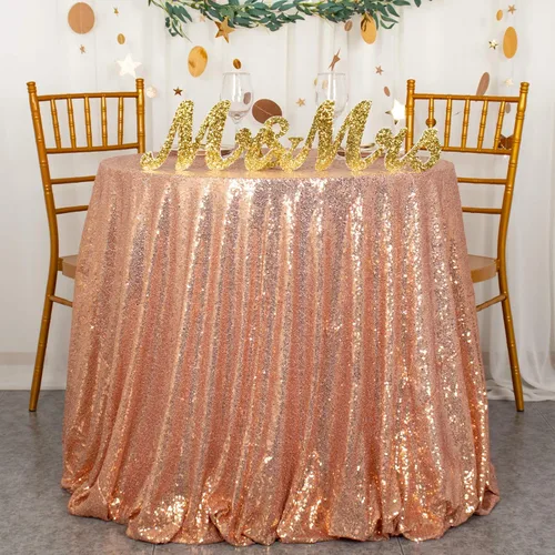 Vista 15 de ShiDianYi Mantel redondo de 50 pulgadas, mantel de lentejuelas plateadas con purpurina, mantel circular de lino con lentejuelas plateadas