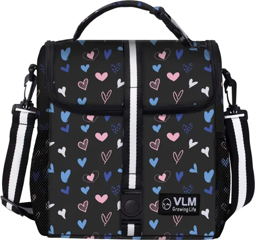 Vista 6 de VLM - Bolsas de almuerzo para mujer, lonchera floral aislada a prueba de fugas con correa de hombro ajustable, bolsa de picnic reutilizable
