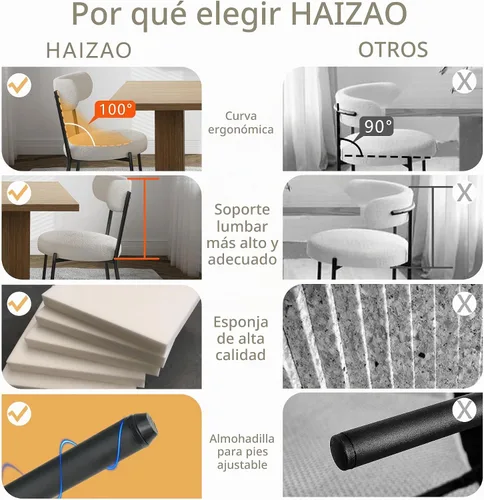 Vista 7 de Juego de mesa de comedor ovalada negra moderna de 70.9 pulgadas para 4, mesa de cocina rectangular estilo crema con sillas negras Boucle, juego