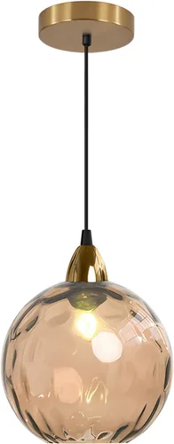 Vista 13 de BOKT Moderna Lámpara Colgante de Vidrio Azul Accesorio de Luz Latón Cepillado Dorado Globo Iluminación Colgante 1 Luz Bola Grande Redonda Lámpara