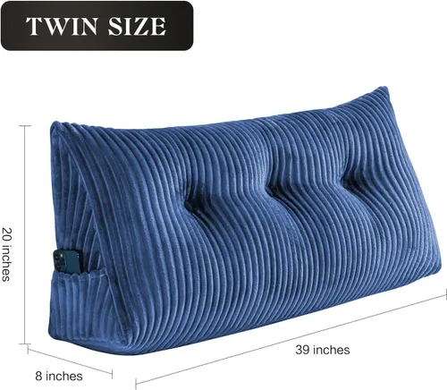 Vista 6 de SLIGUY Almohada Grande para Cabecero, Almohada de Cuña para Cabecero, Cojín de Descanso para Cama, Almohada de Lectura Triangular Cilíndrica