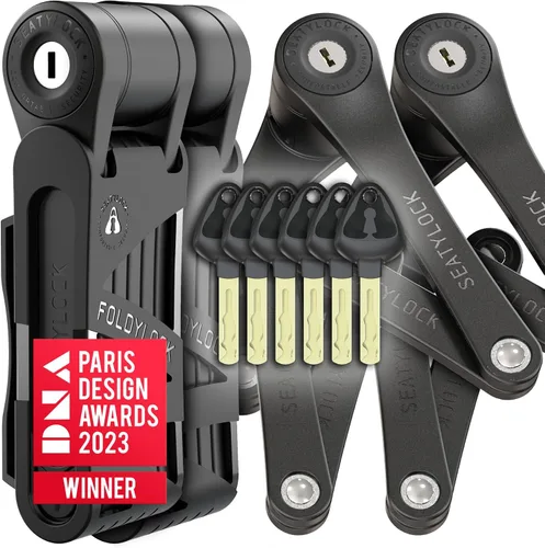 Vista 12 de Seatylock FoldyLock Mini Candado Plegable para Bicicleta - Candado de Bicicleta Ligero Patentado de Servicio Pesado - Protector Antirrobo con Llave