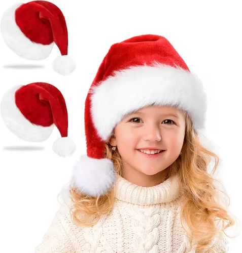 Vista 8 de RJVW Sombrero de Papá Noel de Navidad para niños y bebés, unisex, grueso, de terciopelo, clásico, para fiesta de Año Nuevo