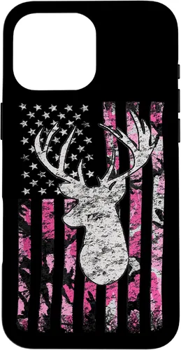 Vista 19 de Pink Camo American Flag Deer Hunter Women's Hunting Case for iPhone 17