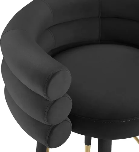 Vista 5 de Tov Furniture Betty - Taburete tapizado de terciopelo con patas de punta dorada (negro)
