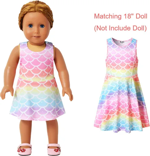 Vista 6 de Girls&Doll - Vestidos sin mangas unicornio ropa para muñecas de 18 pulgadas