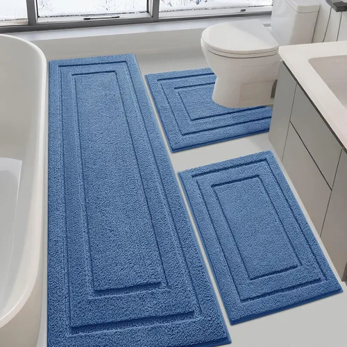 Vista 27 de IM HOME Tapetes de baño, felpa ultra suave, de microfibra esponjosa, absorbente, parte trasera antideslizante, lavable a máquina, tapetes para suelo
