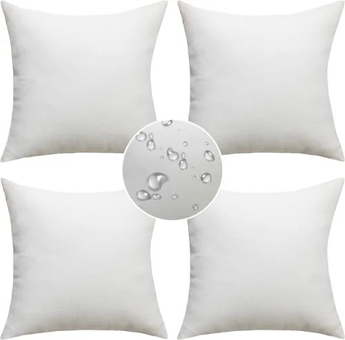 Vista 15 de Demetex Fundas de almohada de exterior impermeables de 16 x 16 pulgadas, fundas de almohada decorativas de lino para sala de estar, balcón y jardín