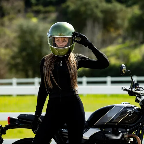 Vista 5 de Biltwell Gringo S DOT ECE R22.06 Casco de moto verde dardo metálico