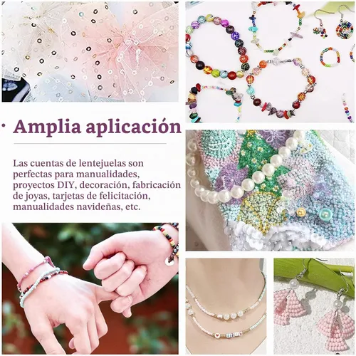 Vista 7 de 1 caja de cuentas mixtas para manualidades, incluyendo perlas de cristal de semilla de corneta, cuentas de lentejuelas semicuponadas