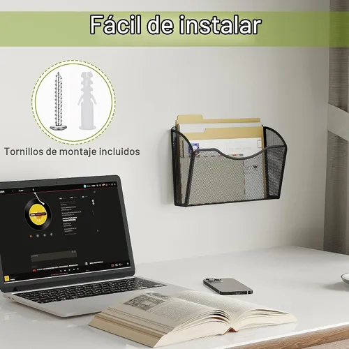 Vista 5 de EasyPAG Mesh Collection organizador de archivos y cartas para montar en pared, Negro