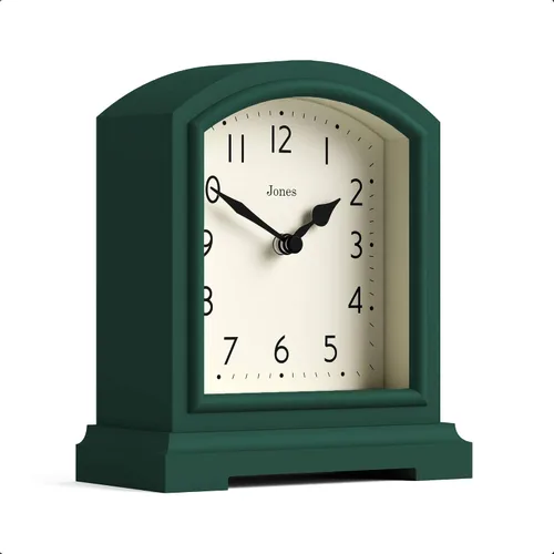 Vista 10 de JONES CLOCKS® Tavern - Reloj de repisa Diseño moderno de arco superior Verde espárragos Estilo clásico contemporáneo para escritorio, mesa