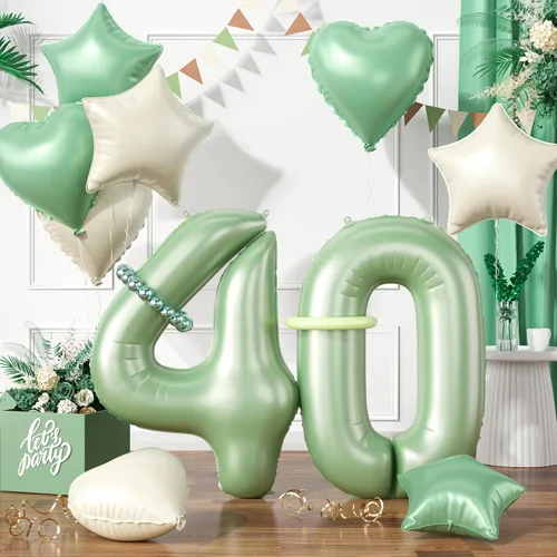 Vista 10 de Globos dorados de color champán con el número 11, globos de oro claro, globo de aluminio dorado con forma de corazón con estrella y globo largo