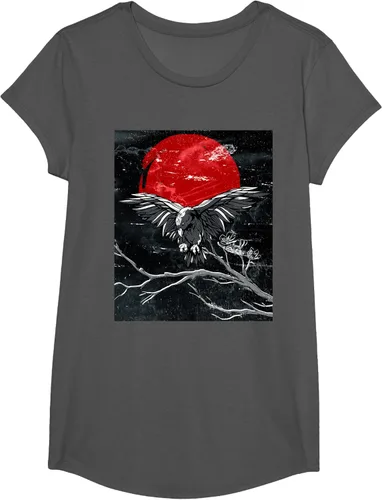 Vista 30 de Red Moon Raven - Camiseta japonesa de cuervo negro, Negro, S
