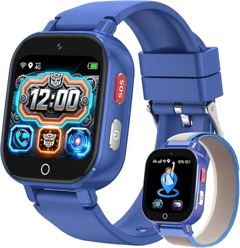Vista 12 de Reloj de teléfono para niños 4G con tarjeta SIM, reloj inteligente para Negro